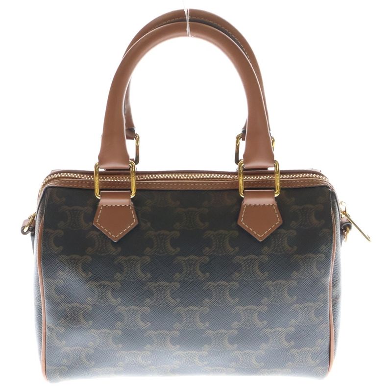 Celine Triomphe PVC Leather 2way Small Hand Shoulder Boston Bag Gold Hardware