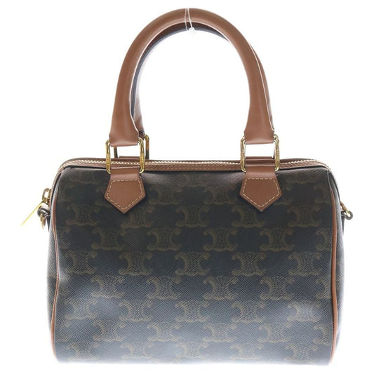 Celine Triomphe PVC Leather 2way Small Hand Shoulder Boston Bag Gold Hardware