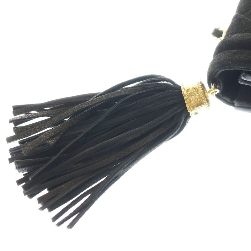 Chanel Matelasse Coco Mark Suede Leather Tassel Chain Shoulder Bag Gold