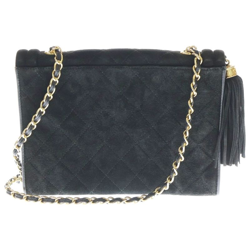 Chanel Matelasse Coco Mark Suede Leather Tassel Chain Shoulder Bag Gold