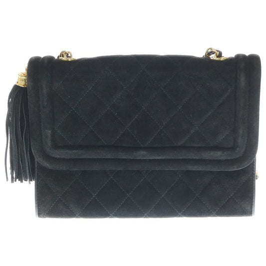 Chanel Matelasse Coco Mark Suede Leather Tassel Chain Shoulder Bag Gold