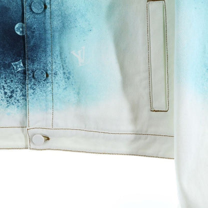 Louis Vuitton 23ss LV Spray Leather Patch Monogram Denim Trucker Jacket White