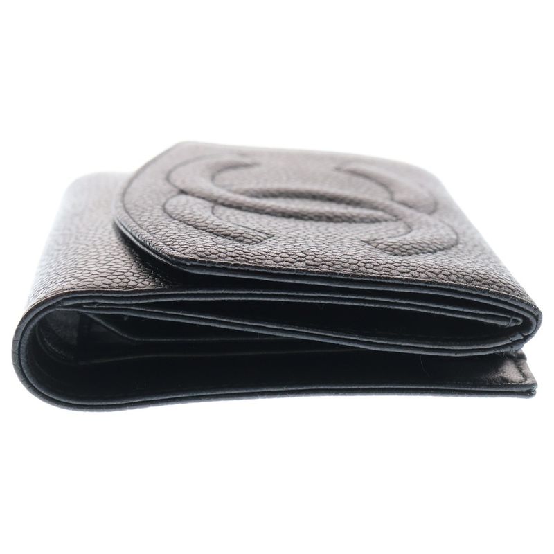 Chanel Cocomark Bifold Wallet Black Caviar Skin Coin Purse Coin Case