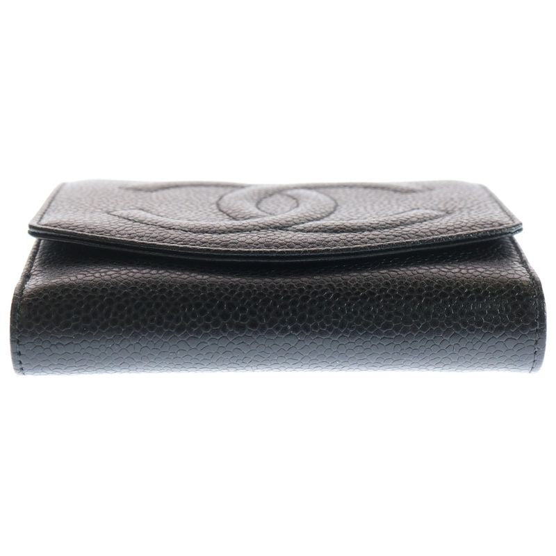 Chanel Cocomark Bifold Wallet Black Caviar Skin Coin Purse Coin Case