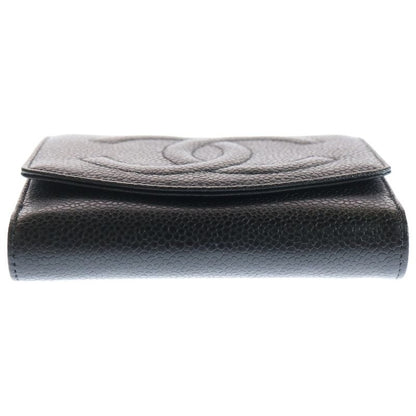 Chanel Cocomark Bifold Wallet Black Caviar Skin Coin Purse Coin Case