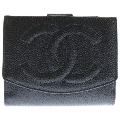 Chanel Cocomark Bifold Wallet Black Caviar Skin Coin Purse Coin Case