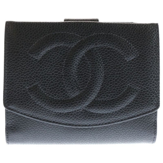 Chanel Cocomark Bifold Wallet Black Caviar Skin Coin Purse Coin Case