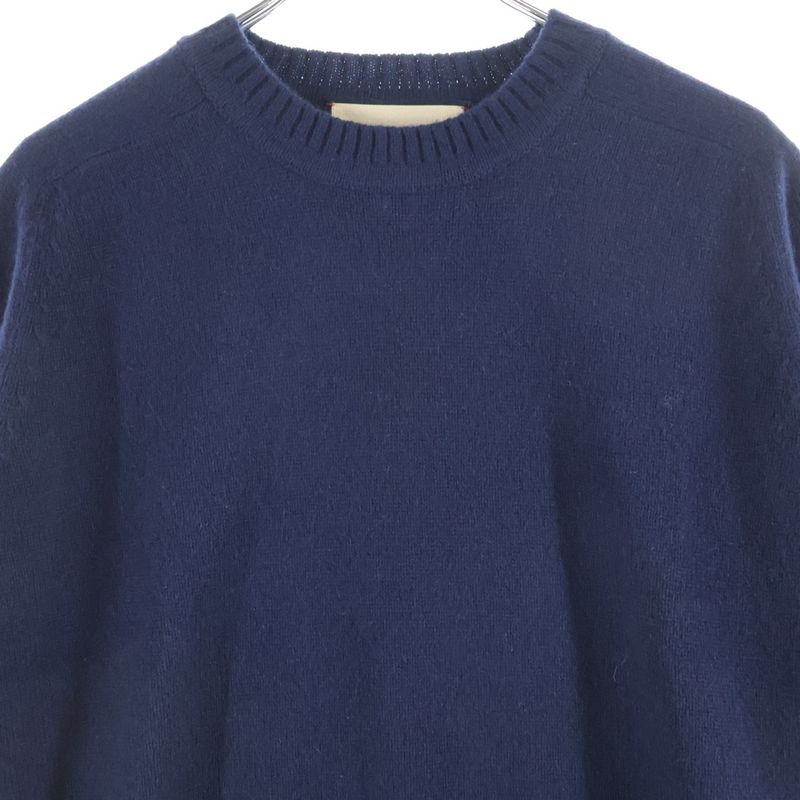 Gucci 22ss Horsebit Cashmere Crew Neck Pullover Long Sleeve Knit Sweater Navy
