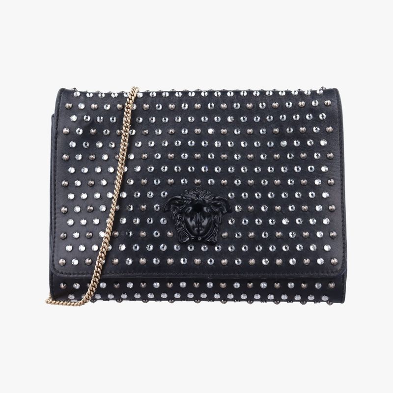 Versace VERSACE Studded Palazzo Medusa Black Leather CLG 562 504 673 535