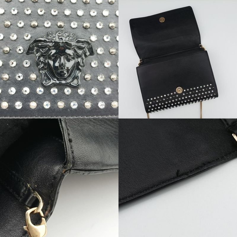 Versace VERSACE Studded Palazzo Medusa Black Leather CLG 562 504 673 535