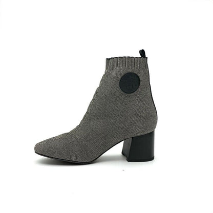 Hermes Volver Boots Short Shoes Fabric Gray Black Sock Exlibris Knit