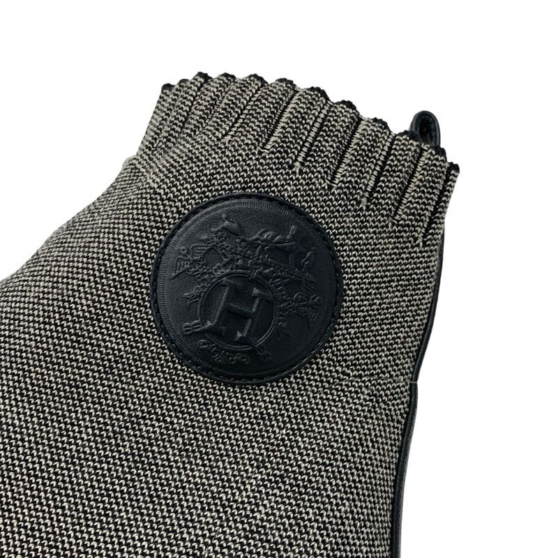 Hermes Volver Boots Short Shoes Fabric Gray Black Sock Exlibris Knit