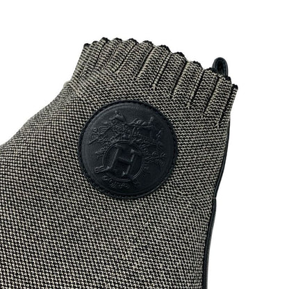 Hermes Volver Boots Short Shoes Fabric Gray Black Sock Exlibris Knit
