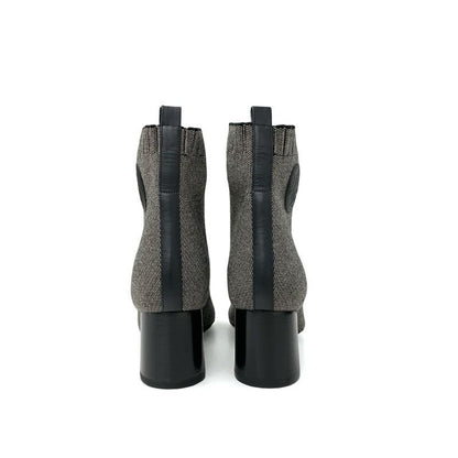 Hermes Volver Boots Short Shoes Fabric Gray Black Sock Exlibris Knit