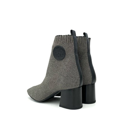 Hermes Volver Boots Short Shoes Fabric Gray Black Sock Exlibris Knit