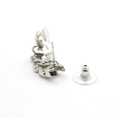 Chanel Earrings Earring Silver Coco Mark No5 Clover Rhinestone
