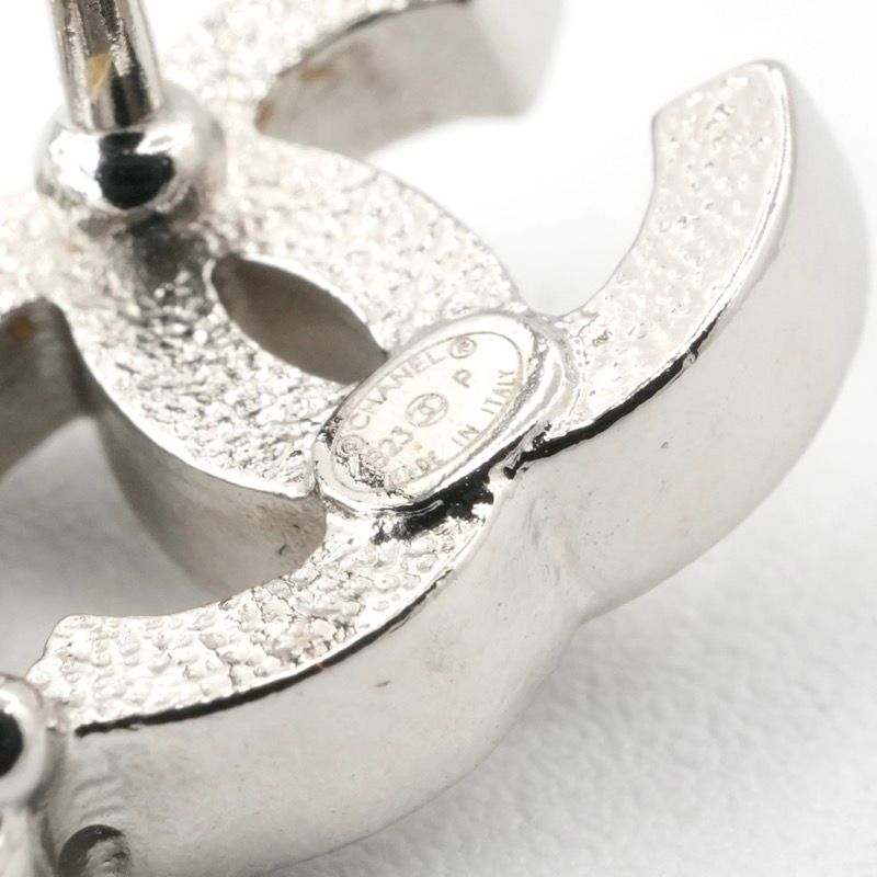 Chanel Earrings Earring Silver Coco Mark No5 Clover Rhinestone