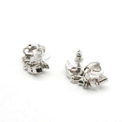 Chanel Earrings Earring Silver Coco Mark No5 Clover Rhinestone