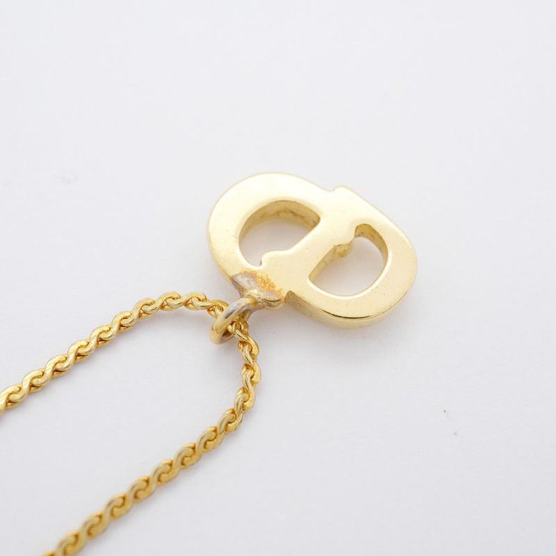Christian Dior Necklace CD Logo GP Plated Gold Ladies