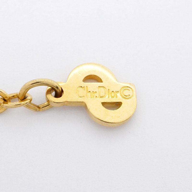 Christian Dior Necklace CD Logo GP Plated Gold Ladies