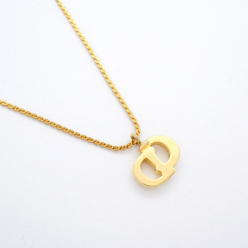 Christian Dior Necklace CD Logo GP Plated Gold Ladies