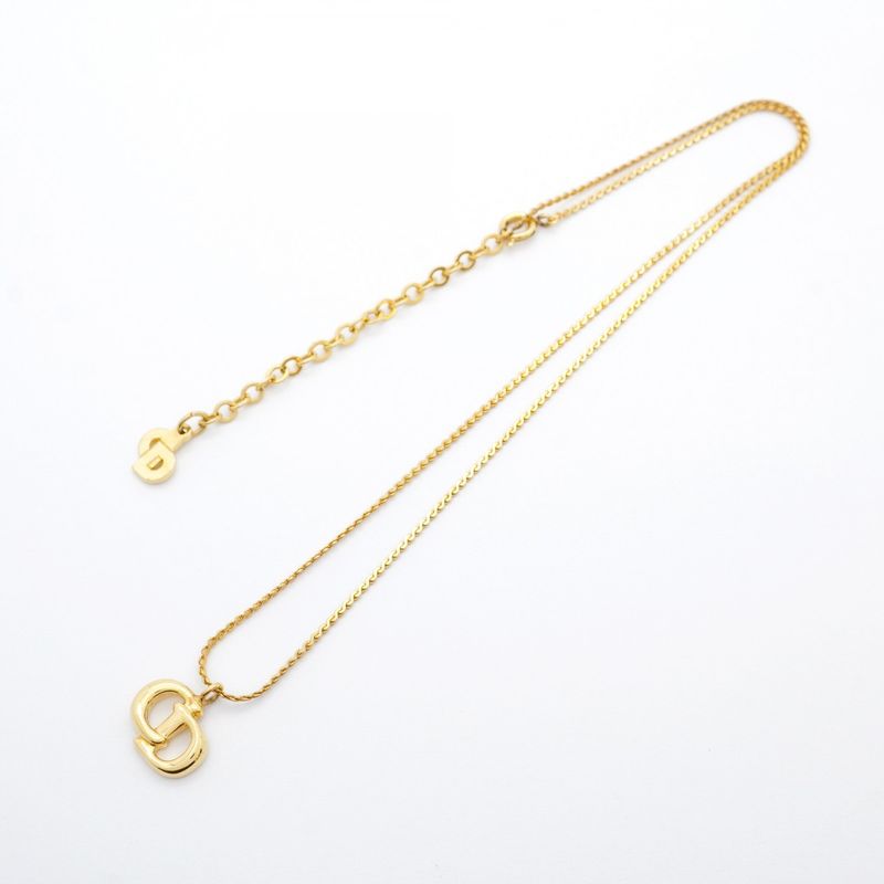 Christian Dior Necklace CD Logo GP Plated Gold Ladies