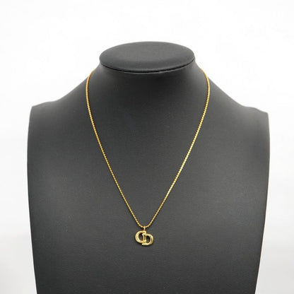 Christian Dior Necklace CD Logo GP Plated Gold Ladies