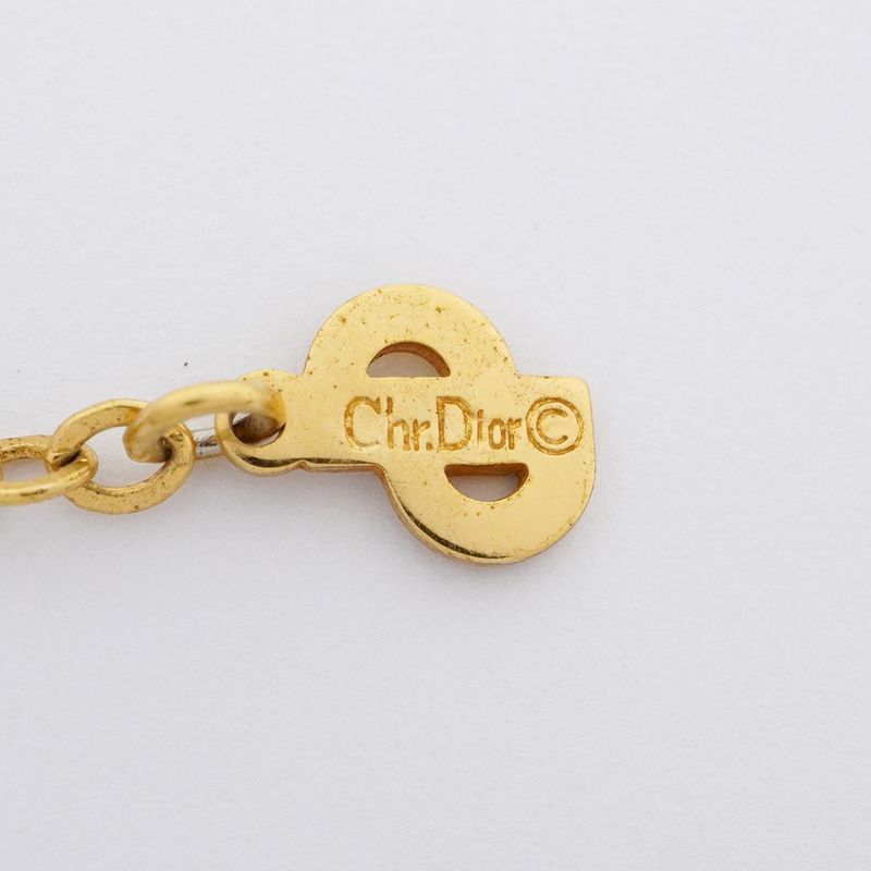 Christian Dior Necklace CD Logo GP Plated Gold Ladies