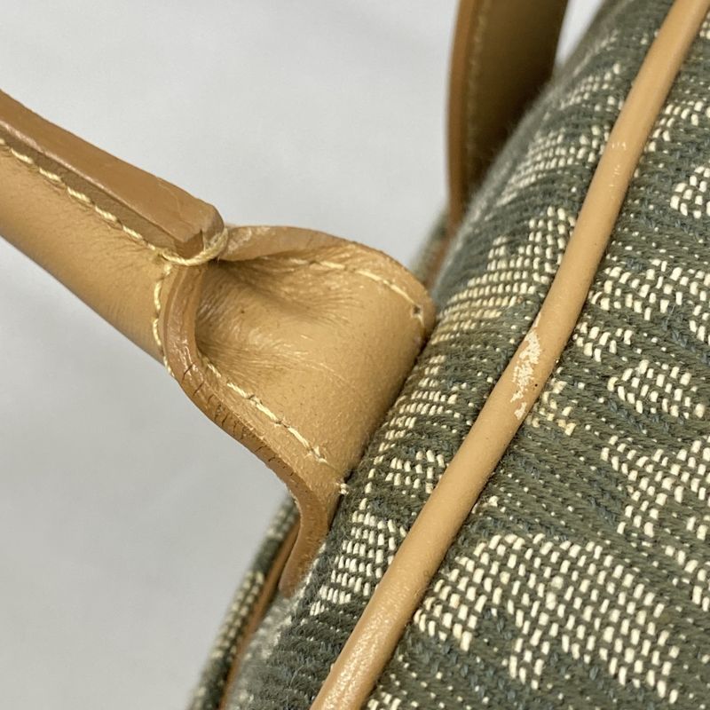 Christian Dior Handbag Trotter Canvas Green Beige Gold Hardware Women