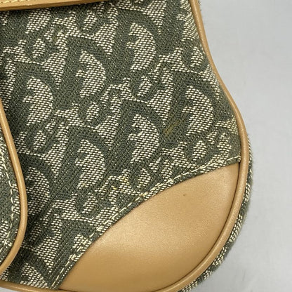 Christian Dior Handbag Trotter Canvas Green Beige Gold Hardware Women