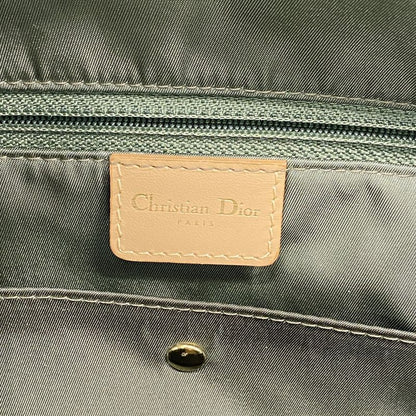 Christian Dior Handbag Trotter Canvas Green Beige Gold Hardware Women