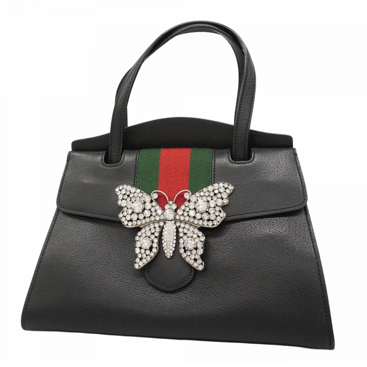 Gucci Handbag Sherry Line Totem 505342 Leather Black Gold Hardware