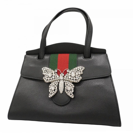 Gucci Handbag Sherry Line Totem 505342 Leather Black Gold Hardware