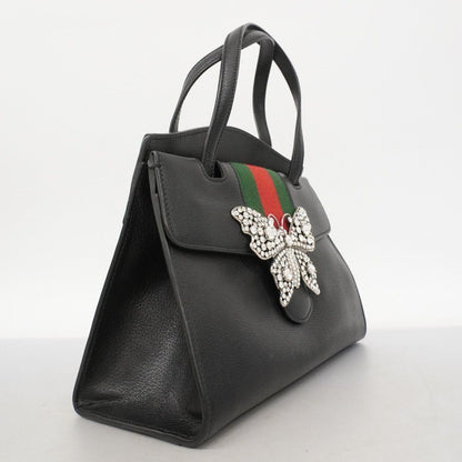 Gucci Handbag Sherry Line Totem 505342 Leather Black Gold Hardware