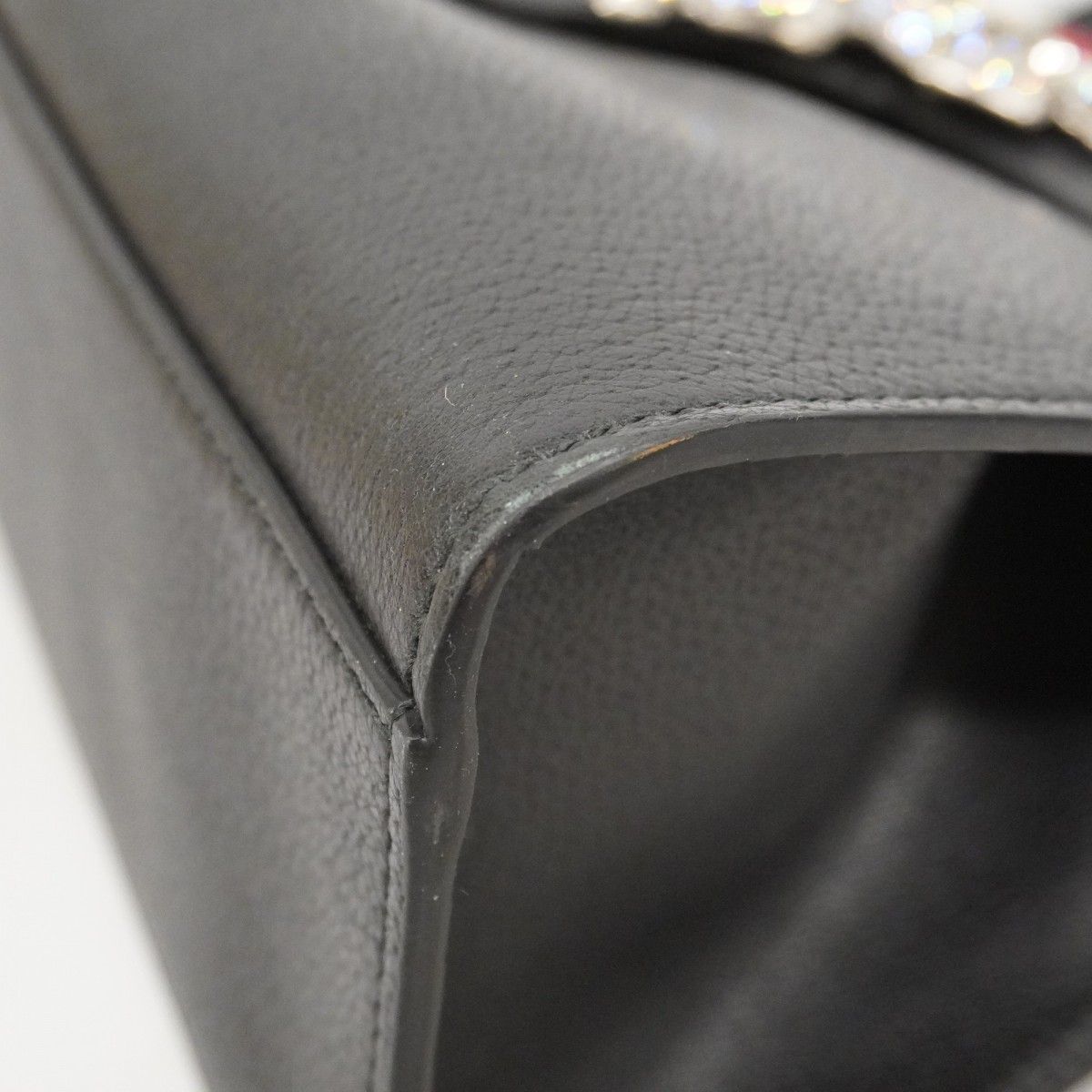 Gucci Handbag Sherry Line Totem 505342 Leather Black Gold Hardware