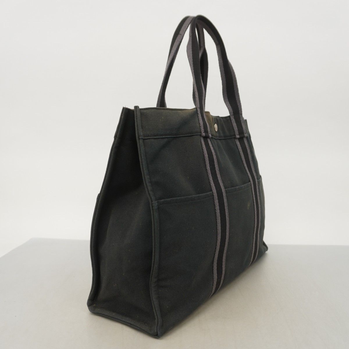 Hermes Tote Bag Fool toe GM Canvas Black Silver Hardware [Used] Women's