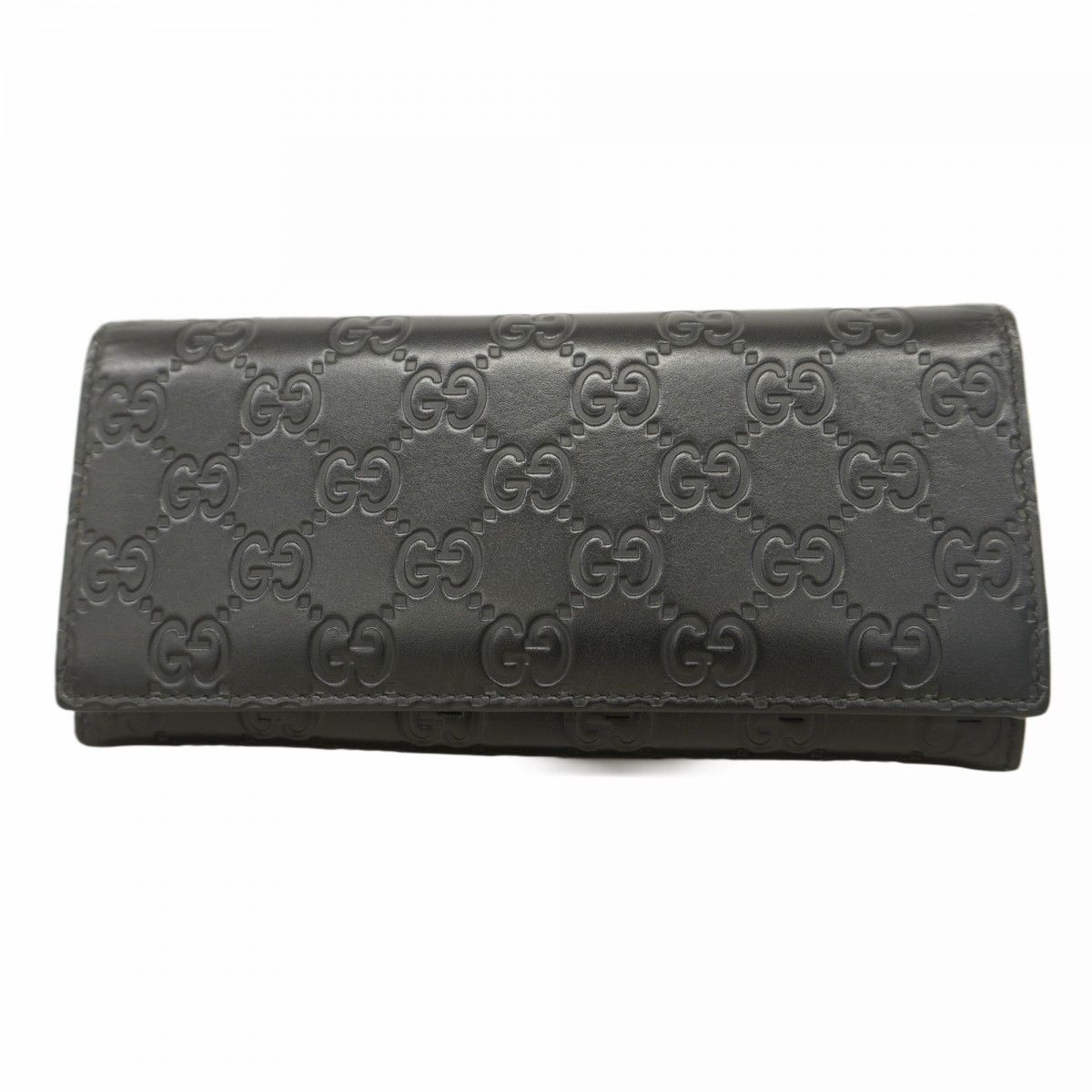 Gucci Long Wallet Guccissima 233154 Leather Black Silver Hardware