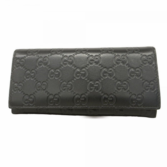 Gucci Long Wallet Guccissima 233154 Leather Black Silver Hardware