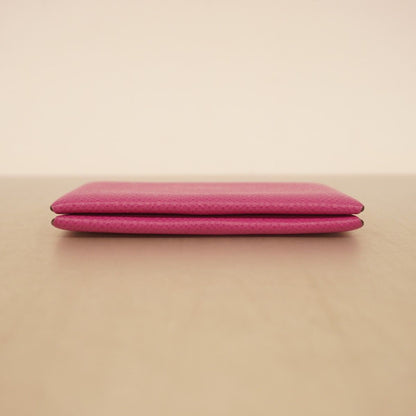 Hermes Coin Case Calvi Vaux Epson Magnolia Silver Hardware D engraved