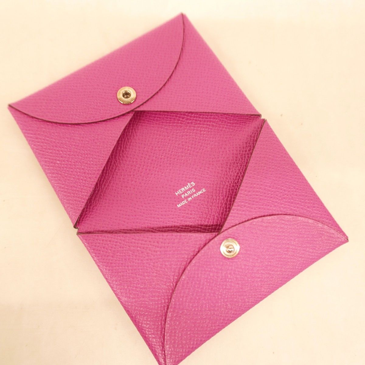 Hermes Coin Case Calvi Vaux Epson Magnolia Silver Hardware D engraved