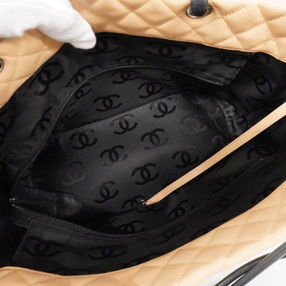 Chanel Tote Bag Cambon Lambskin Beige Silver Hardware [Used] Women's