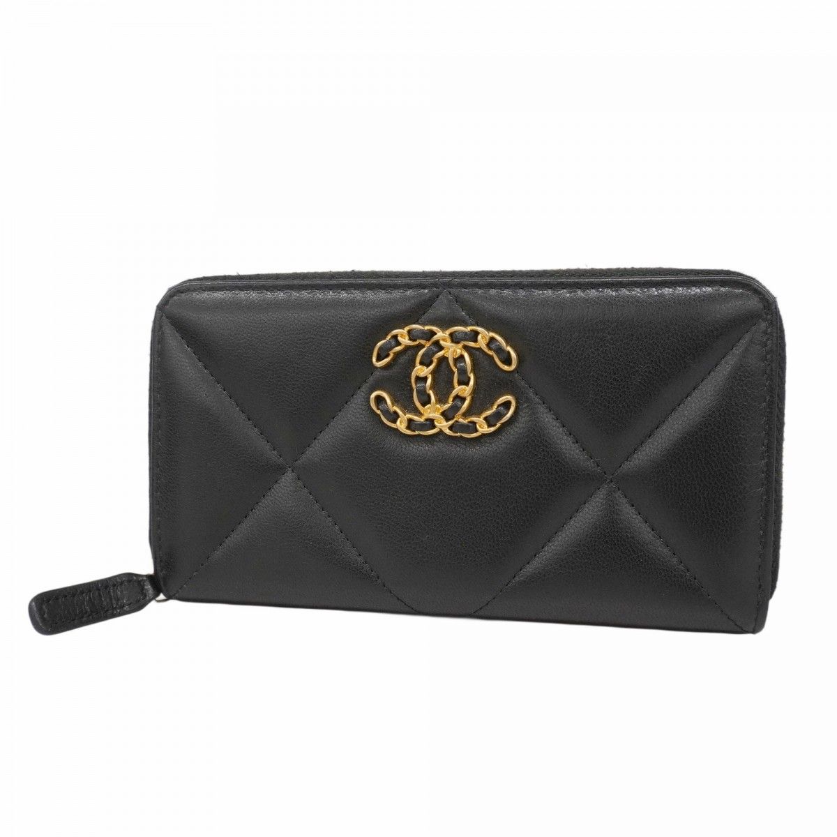 Chanel Wallet Chanel 19 Lambskin Black Gold Hardware [Used] Women's