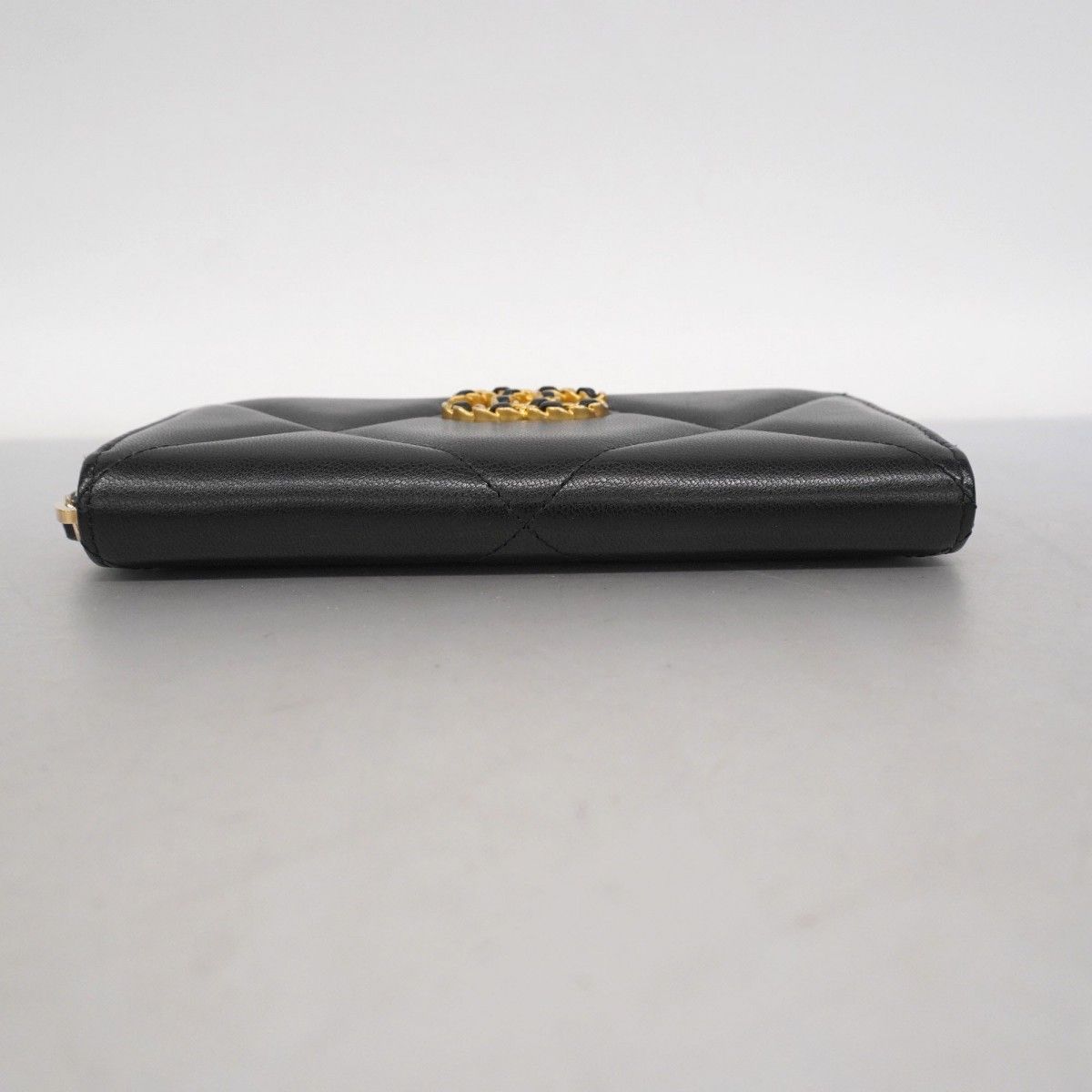Chanel Wallet Chanel 19 Lambskin Black Gold Hardware [Used] Women's