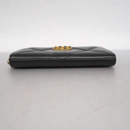 Chanel Wallet Chanel 19 Lambskin Black Gold Hardware [Used] Women's