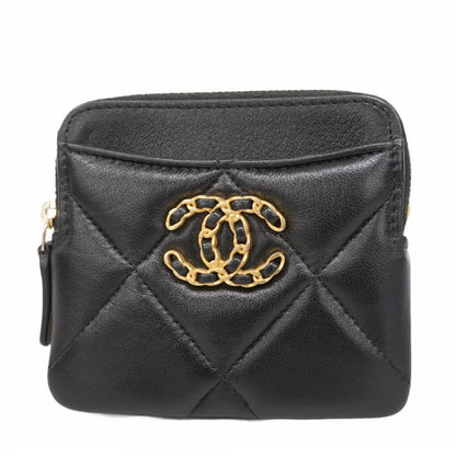 Chanel Coin Case Chanel 19 Lambskin Black Gold Hardware [Used] Women's