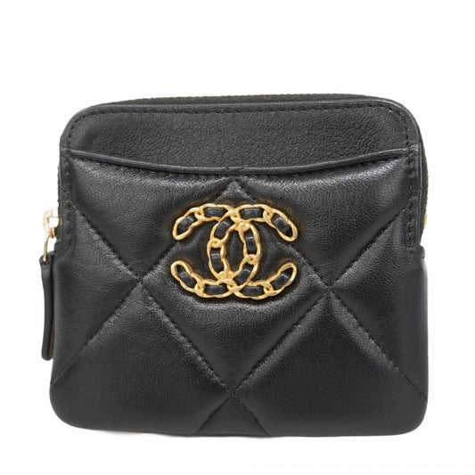 Chanel Coin Case Chanel 19 Lambskin Black Gold Hardware [Used] Women's