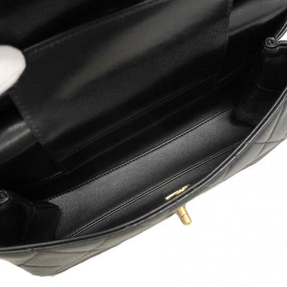 Chanel Handbag Matelasse Leather Chain Black Gold Hardware 2way Bag