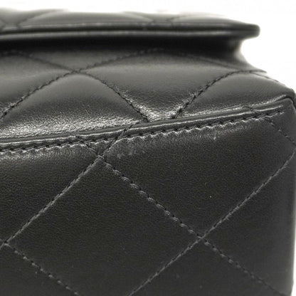 Chanel Handbag Matelasse Leather Chain Black Gold Hardware 2way Bag