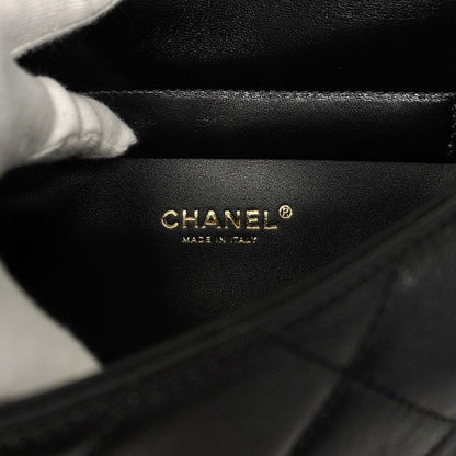 Chanel Handbag Matelasse Leather Chain Black Gold Hardware 2way Bag