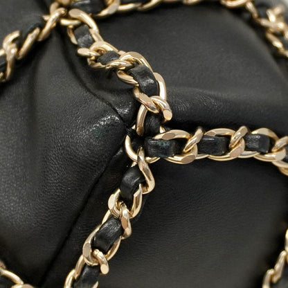 Chanel Shoulder Bag Lambskin Black Champagne Gold Hardware [Used]